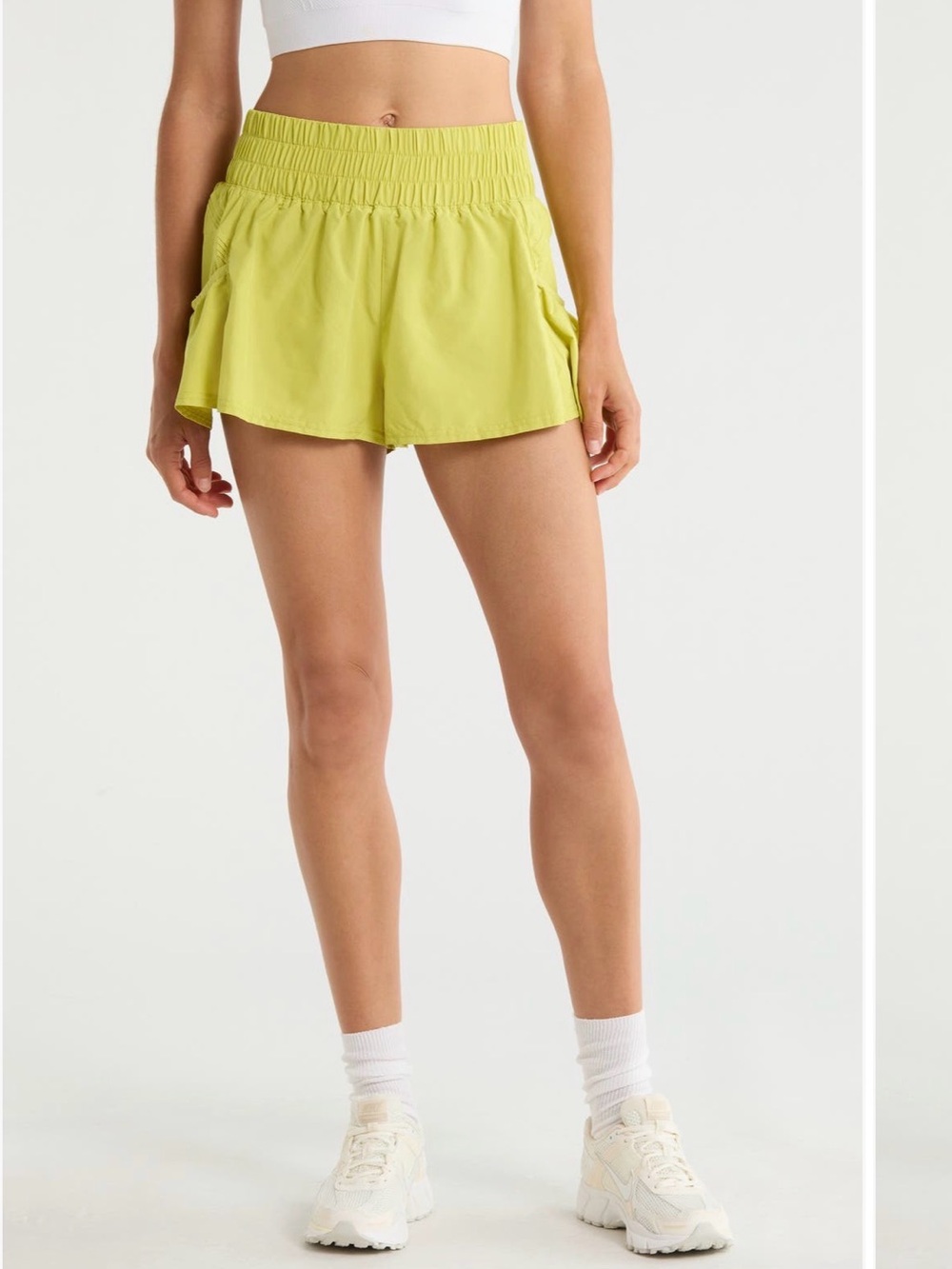 Free People Lime Athletic Smocked Waist Shorts